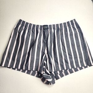 Victoria's Secret NWT Gray Pink White Striped Cotton Pajama Sleep Shorts XL